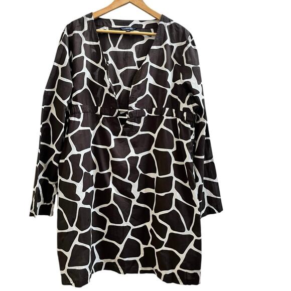 Lands End Flaw Giraffe Print V Neck Buckle Detail Swim Coverup Plus Size 18-20 - Picture 2 of 10